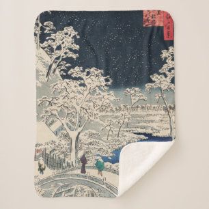 Drum Bridge in de sneeuwse Ukiyo-e Japanse kunst Sherpa Deken