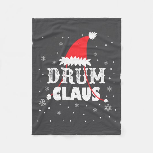 Drum Claus Kerstman Kerst Drummer Lange Mouwen  Fleece Deken (Voorkant)
