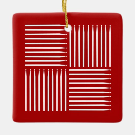 Drum Crosshatch Rood Keramisch Ornament (Voorkant)