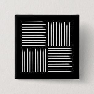 Drum Crosshatch Zwart Vierkante Button 5,1 Cm