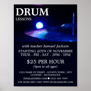 Drum Cymbal, Drum lessen Adverteren Poster