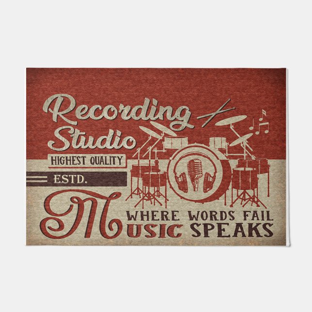 Drum Design Doormat, Music Stuido Decor Deurmat (Voorkant)
