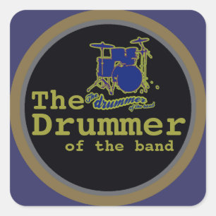 Drum. Drummer Vierkante Sticker
