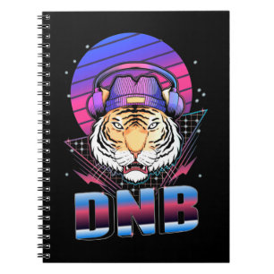 Drum en Bass Tiger Electronic Music Vaporwave Notitieboek