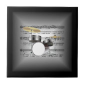 Drum ingesteld op 3-D vellen Music Pillow Silver & Tegeltje (Voorkant)