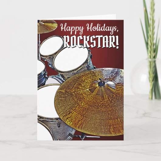 Drum Kit Drummer Kaart voor Kerstmis Musician Rock (Voorkant)