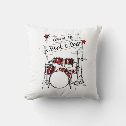 Drum Kit Geboren in Rock & Roll Drummer Kind Drumm Kussen (Voorkant)