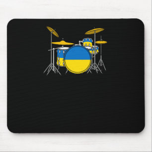 Drum Kit Oekraïense vlag Drummer Musician Sticker Muismat