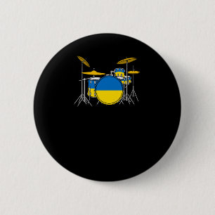 Drum Kit Oekraïense vlag Drummer Musician Sticker Ronde Button 5,7 Cm