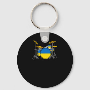 Drum Kit Oekraïense vlag Drummer Musician Sticker Sleutelhanger