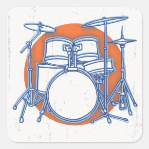Drum Kit Offset Vierkante Sticker