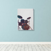 Drum Kit Silhouet Canvas Drummer Muziek Kunst Afdruk (Insitu (Houten vloer))