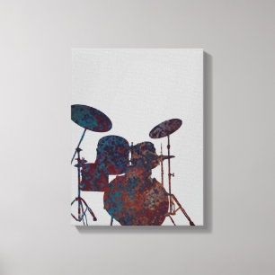 Drum Kit Silhouet Canvas Drummer Muziek Kunst Afdruk