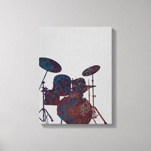 Drum Kit Silhouet Canvas Drummer Muziek Kunst Afdruk (Voorkant)