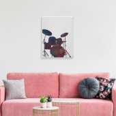 Drum Kit Silhouet Canvas Drummer Muziek Kunst Afdruk (Insitu (Woonkamer))