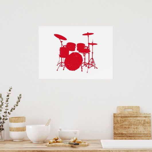 Drum Kit Silhouette Poster (Keuken)