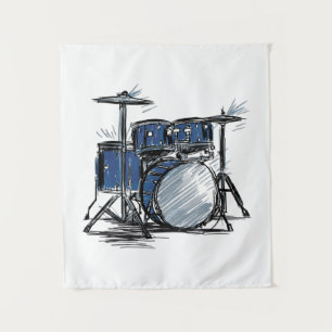 Drum Kit Sketch Music Wandkleed