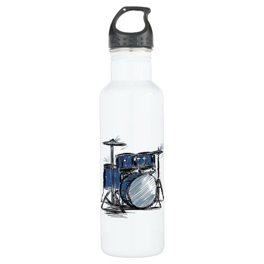 Drum Kit Sketch Music Waterfles (Voorkant)