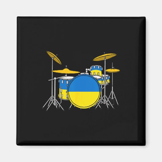 Drum Kit Ukrainian Flag Ukraine Drummer Musician Magneet (Voorkant)