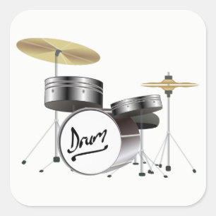 Drum Kit Vierkante Sticker