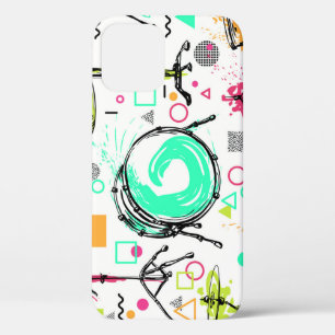 Drum Kit: Waterverf Memphis Retro. iPhone 12 Hoesje