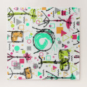 Drum Kit: Waterverf Memphis Retro. Legpuzzel (Horizontaal)