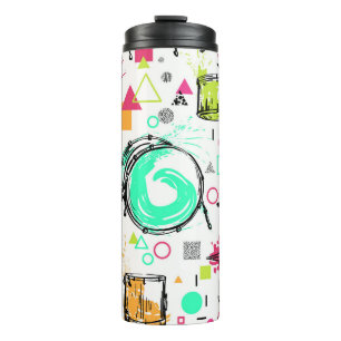 Drum Kit: Waterverf Memphis Retro. Thermosbeker