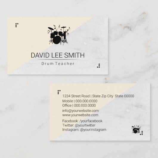 Drum leraar visitekaartje (Voorkant / Achterkant)