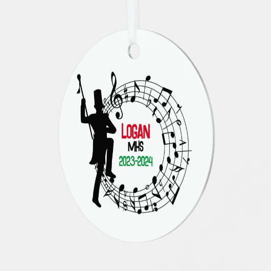 Drum Major Marching Band Kerst Ornament (Voorkant links)