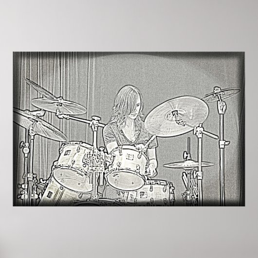 Drum of Drummer Girl Poster (Voorkant)