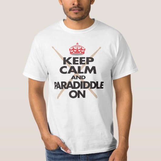Drum Paradiddle T-shirts met kalm en drummer (Voorkant)