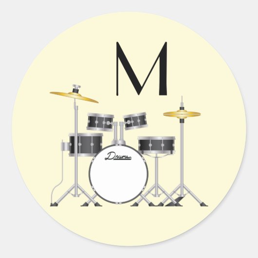 Drum Set Drummer Band Docer Musicus Ronde Sticker (Voorkant)