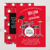 Drum Set Graduation Party Invitation Kaart (Voorkant / Achterkant)
