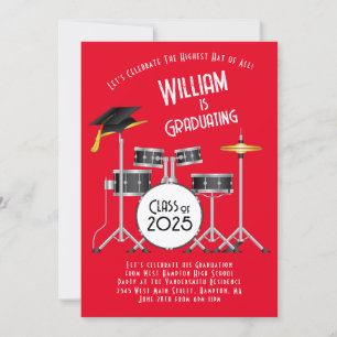 Drum Set Graduation Party Invitation Kaart