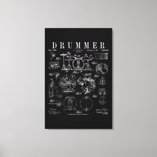 Drum Set Kit Patent Drummer Tekening Afdrukken (Voorkant)