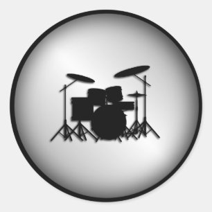 Drum Set Muziekontwerp Ronde Sticker