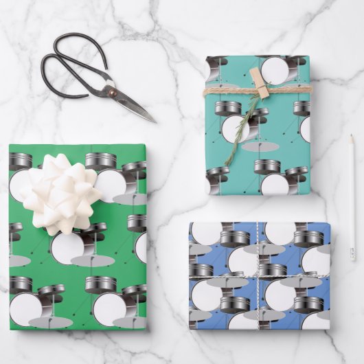 Drum Set percussie muzikaal ontwerp Inpakpapier Vel (Voorkant)