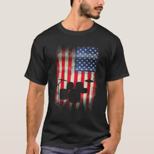 Drum Set USA American Flag 4 juli Patriotic D T-shirt