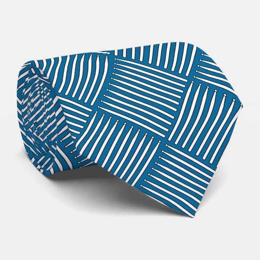 Drum Stick Crosshatch Blauwe Stropdas (Opgerold)