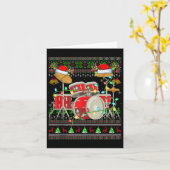 Drum Ugly Christmas Sweater Musical Drum Player Dr Kaart (Gele Bloem)
