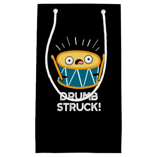 Drumb Struck Funny Drummer Drum Pun Dark BG Klein Cadeauzakje (Voorkant)