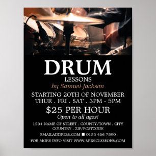 Drumkit, drumlessen Adverteren Poster