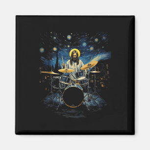 Drumkit percussionist Drummer Van Gogh Jesus spele Magneet