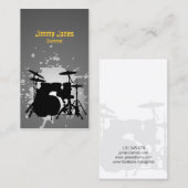 Drumkit Silhouette Splatter Carte de visite gris (Devant / Derrière)