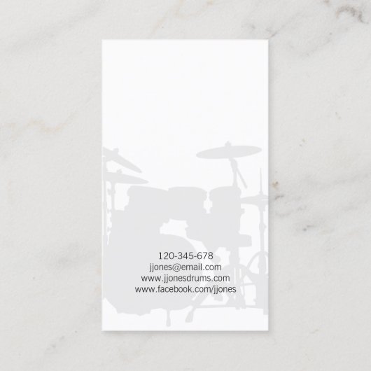 Drumkit Silhouette Splatter Carte de visite gris (Dos)