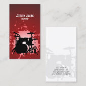 Drumkit Silhouette Splatter Rood Visitekaartje (Voorkant / Achterkant)
