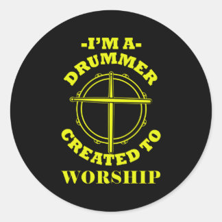 Drummen voor band Drummer Creëer aan aanbidding Ronde Sticker