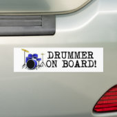 Drummer aan boord bumpersticker (Op auto)