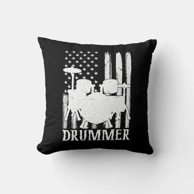 drummer American Flag Kussen (Voorkant)