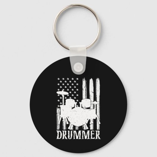 drummer American Flag Sleutelhanger (Voorkant)